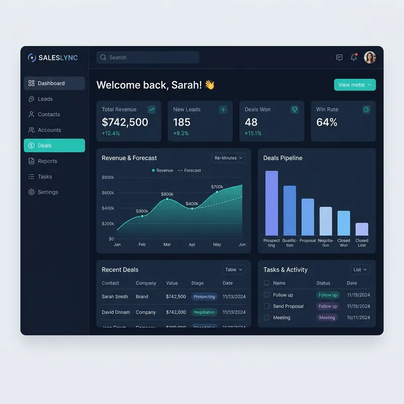 Admissions CRM dashboard developed by GenTechBridge
