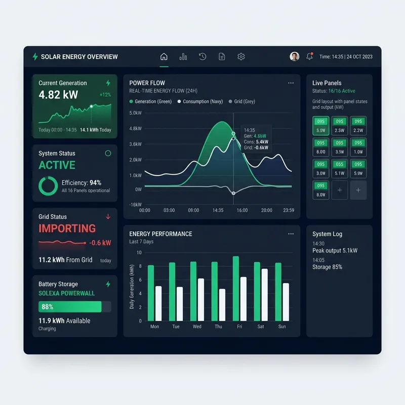 Solis Energy Portal solar monitoring layout by GenTechBridge